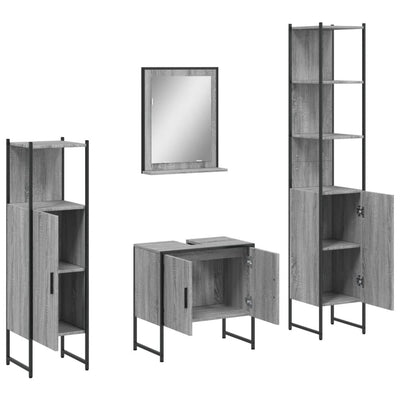 4 Piece Bathroom Cabinet Set Grey Sonoma Engineered Wood