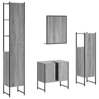 4 Piece Bathroom Cabinet Set Grey Sonoma Engineered Wood