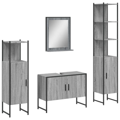 4 Piece Bathroom Cabinet Set Grey Sonoma Engineered Wood