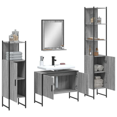 4 Piece Bathroom Cabinet Set Grey Sonoma Engineered Wood