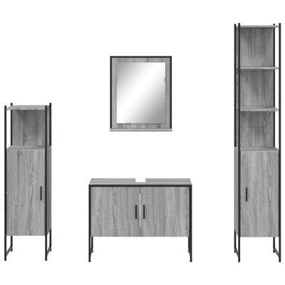 4 Piece Bathroom Cabinet Set Grey Sonoma Engineered Wood