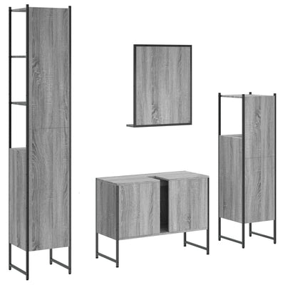 4 Piece Bathroom Cabinet Set Grey Sonoma Engineered Wood