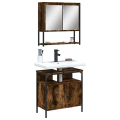 2 Piece Bathroom Furniture Set Engineered Wood Smoked oak