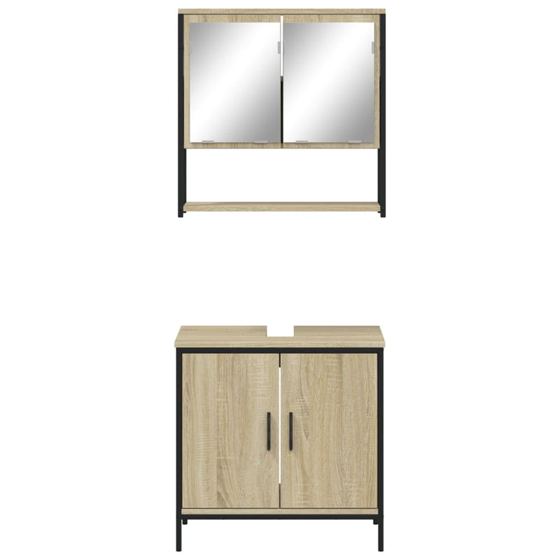 2 Piece Bathroom Furniture Set Sonoma Oak Engineered Wood