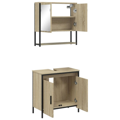 2 Piece Bathroom Furniture Set Sonoma Oak Engineered Wood