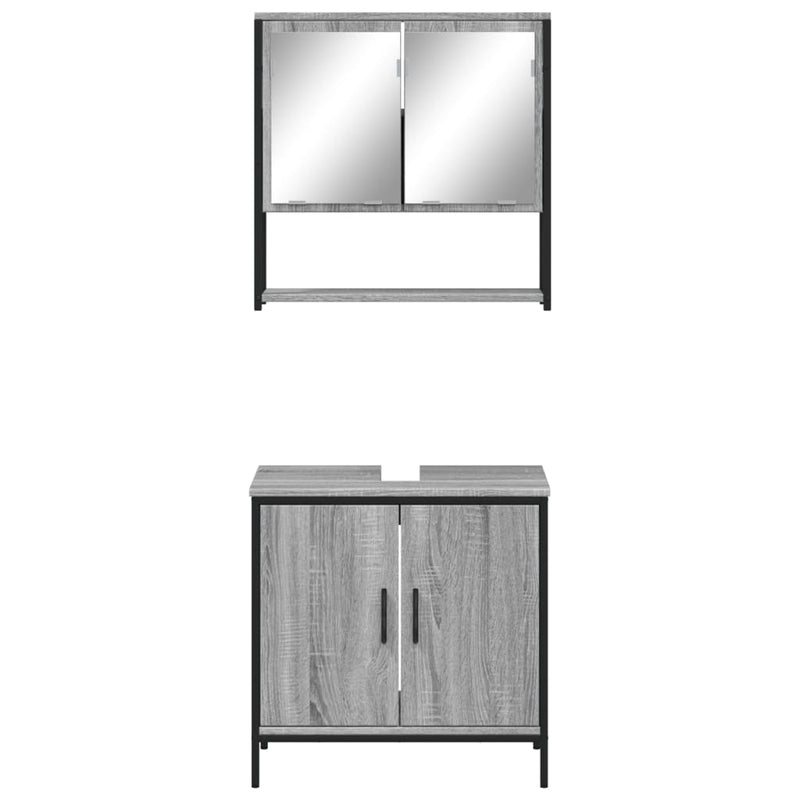 2 Piece Bathroom Furniture Set Grey Sonoma Engineered Wood