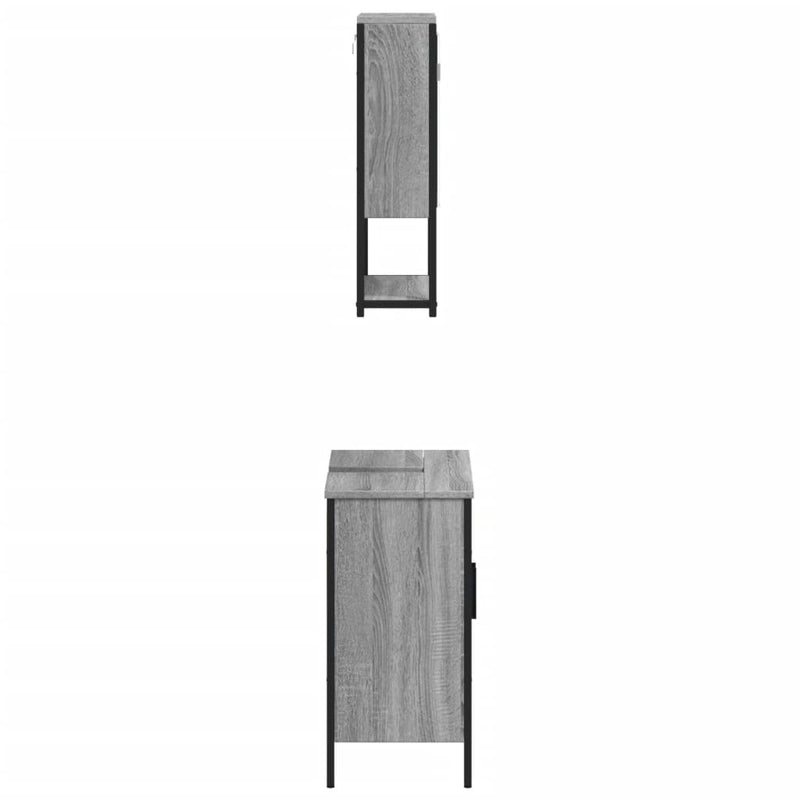 2 Piece Bathroom Furniture Set Grey Sonoma Engineered Wood