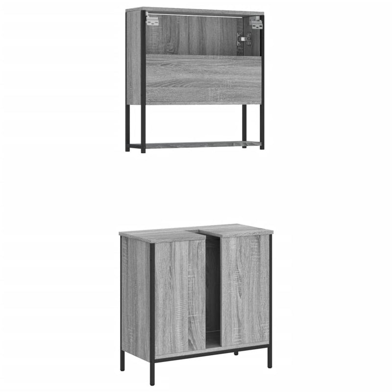 2 Piece Bathroom Furniture Set Grey Sonoma Engineered Wood