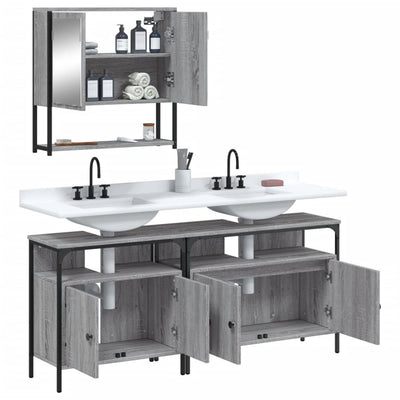 3 Piece Bathroom Furniture Set Grey Sonoma Engineered Wood