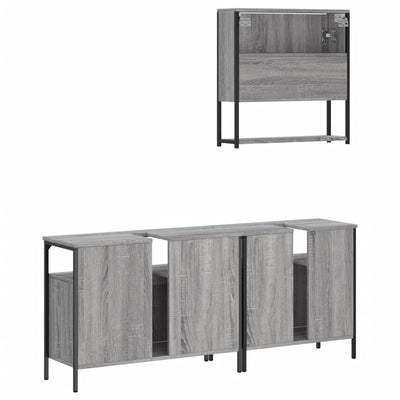 3 Piece Bathroom Furniture Set Grey Sonoma Engineered Wood