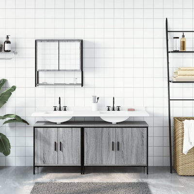 3 Piece Bathroom Furniture Set Grey Sonoma Engineered Wood