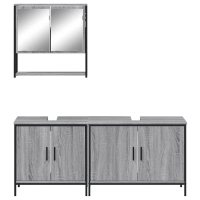 3 Piece Bathroom Furniture Set Grey Sonoma Engineered Wood