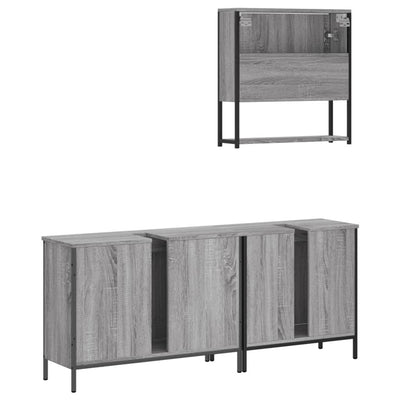 3 Piece Bathroom Furniture Set Grey Sonoma Engineered Wood