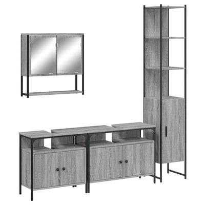 4 Piece Bathroom Furniture Set Grey Sonoma Engineered Wood