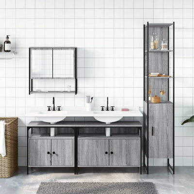 4 Piece Bathroom Furniture Set Grey Sonoma Engineered Wood