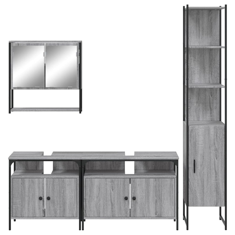 4 Piece Bathroom Furniture Set Grey Sonoma Engineered Wood