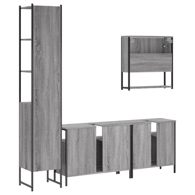 4 Piece Bathroom Furniture Set Grey Sonoma Engineered Wood