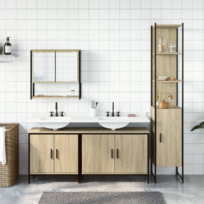 4 Piece Bathroom Furniture Set Sonoma Oak Engineered Wood