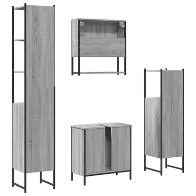 4 Piece Bathroom Furniture Set Grey Sonoma Engineered Wood