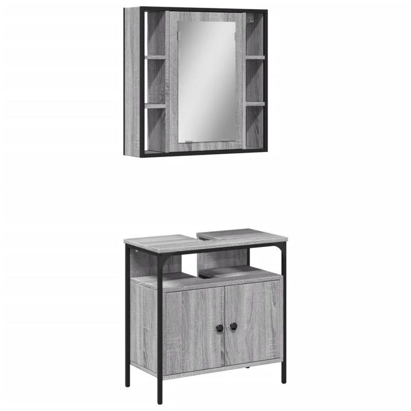 2 Piece Bathroom Furniture Set Grey Sonoma Engineered Wood