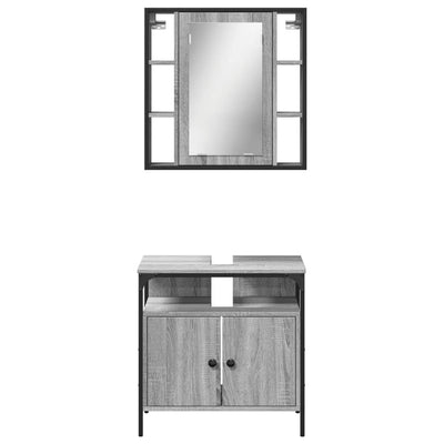 2 Piece Bathroom Furniture Set Grey Sonoma Engineered Wood