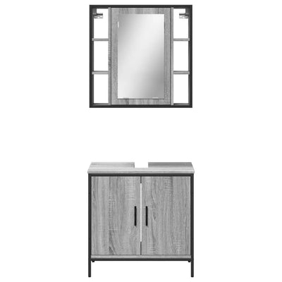 2 Piece Bathroom Furniture Set Grey Sonoma Engineered Wood