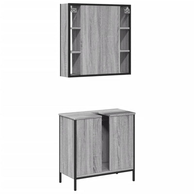 2 Piece Bathroom Furniture Set Grey Sonoma Engineered Wood