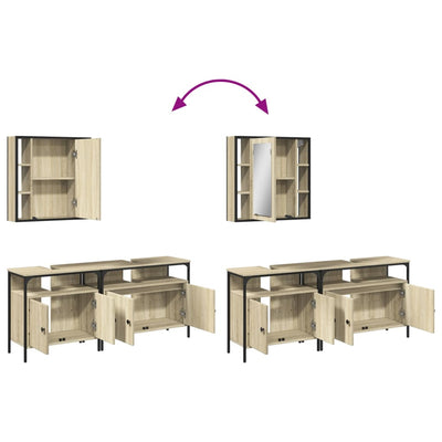 3 Piece Bathroom Cabinet Set Sonoma Oak Engineered Wood