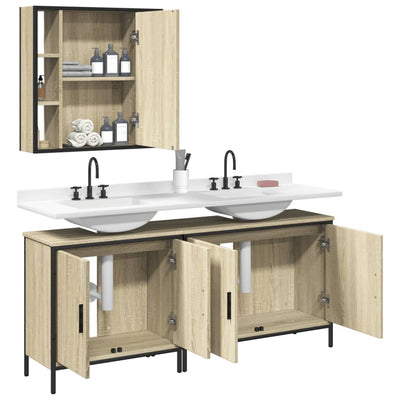 3 Piece Bathroom Cabinet Set Sonoma Oak Engineered Wood