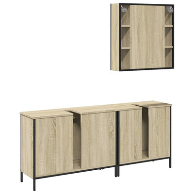 3 Piece Bathroom Cabinet Set Sonoma Oak Engineered Wood