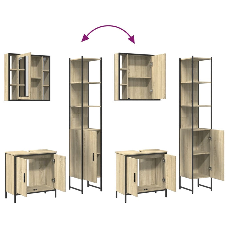 Juego de gabinetes de baño de 3 piezas de madera de ingeniería de roble Sonoma