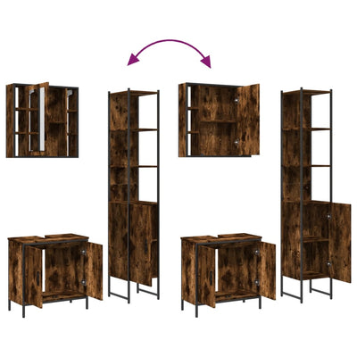 Juego de gabinetes de baño de 3 piezas de madera de ingeniería de roble ahumado