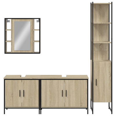 4 Piece Bathroom Cabinet Set Sonoma Oak Engineered Wood