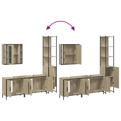 4 Piece Bathroom Cabinet Set Sonoma Oak Engineered Wood