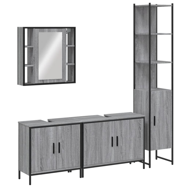 4 Piece Bathroom Cabinet Set Grey Sonoma Engineered Wood