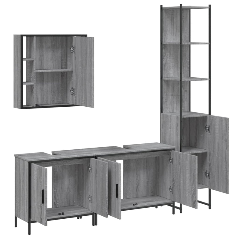 4 Piece Bathroom Cabinet Set Grey Sonoma Engineered Wood