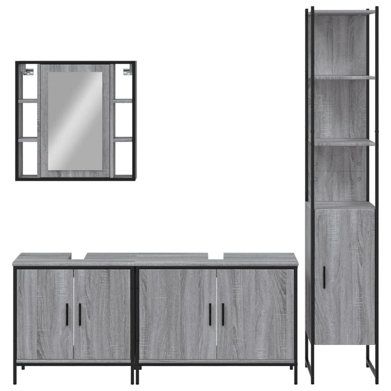 4 Piece Bathroom Cabinet Set Grey Sonoma Engineered Wood