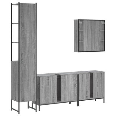 4 Piece Bathroom Cabinet Set Grey Sonoma Engineered Wood