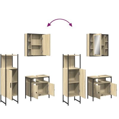 Juego de gabinetes de baño de 3 piezas de madera de ingeniería de roble Sonoma