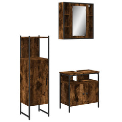 vidaXL 3 Piece Bathroom Cabinet Set Smoked Oak Engineered Wood 2