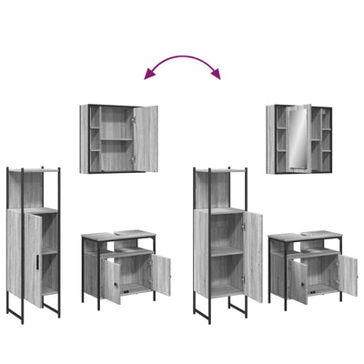 Juego de gabinetes de baño de 3 piezas de madera de ingeniería Sonoma gris