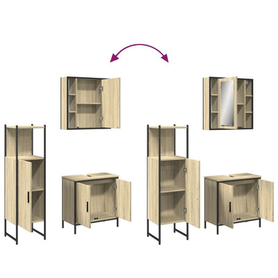 Juego de gabinetes de baño de 3 piezas de madera de ingeniería de roble Sonoma