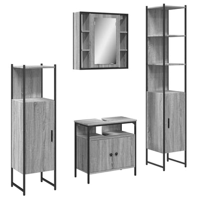 4 Piece Bathroom Cabinet Set Grey Sonoma Engineered Wood