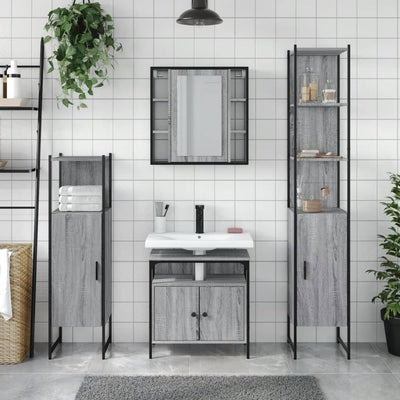 4 Piece Bathroom Cabinet Set Grey Sonoma Engineered Wood