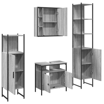 4 Piece Bathroom Cabinet Set Grey Sonoma Engineered Wood