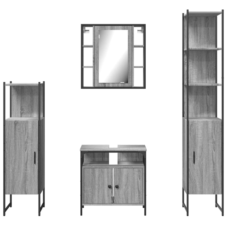 4 Piece Bathroom Cabinet Set Grey Sonoma Engineered Wood