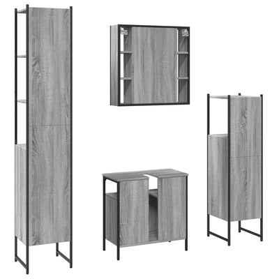 4 Piece Bathroom Cabinet Set Grey Sonoma Engineered Wood