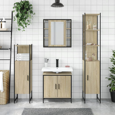 4 Piece Bathroom Cabinet Set Sonoma Oak Engineered Wood