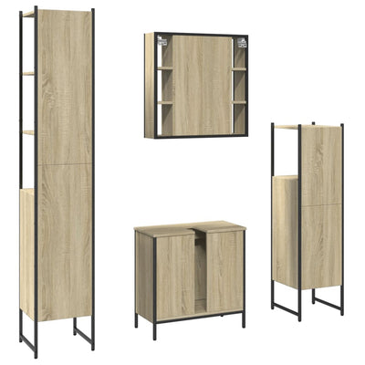 4 Piece Bathroom Cabinet Set Sonoma Oak Engineered Wood