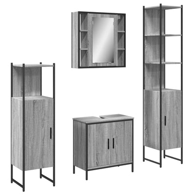 4 Piece Bathroom Cabinet Set Grey Sonoma Engineered Wood